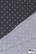 Black Polka Dots, French Terry Knit Fabric - Boho Fabrics - French Terry Prints, Knit Fabric