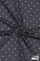Black Polka Dots, French Terry Knit Fabric - Boho Fabrics - French Terry Prints, Knit Fabric