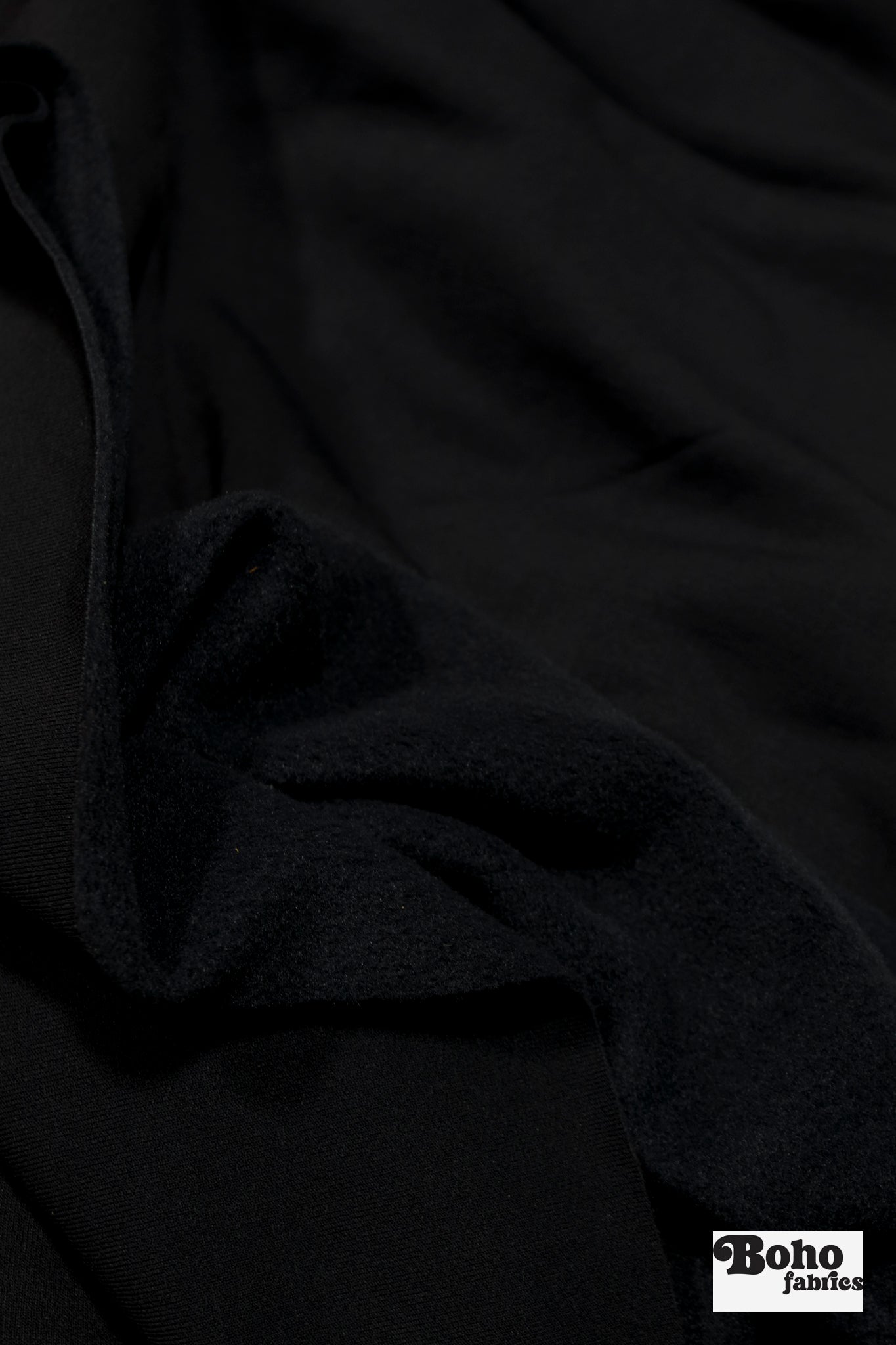 Black, Power Stretch Pro Fleece - Backed Performance Fabric - Boho Fabrics - Performance Fabrics