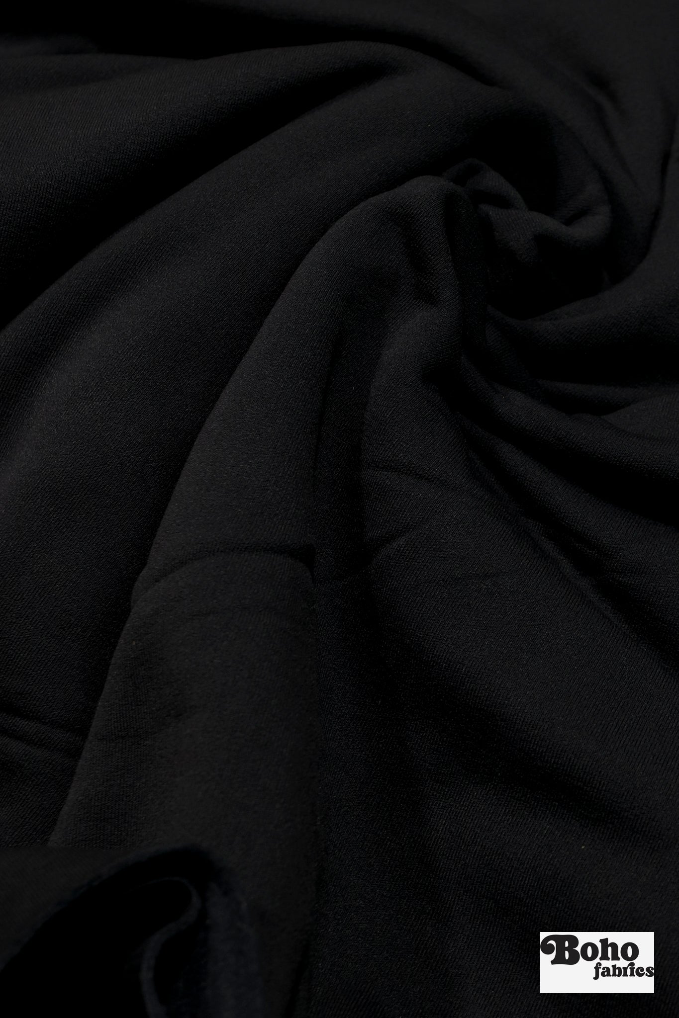 Black, Power Stretch Pro Fleece - Backed Performance Fabric - Boho Fabrics - Performance Fabrics