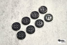 Black, Purple. Round 4 Hole Bevel Buttons. 18L (11.5mm/ 7/16") Sold per Package of 25 - Boho Fabrics - Buttons & Snaps