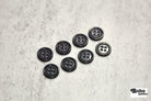 Black, Purple. Round 4 Hole Bevel Buttons. 18L (11.5mm/ 7/16") Sold per Package of 25 - Boho Fabrics - Buttons & Snaps