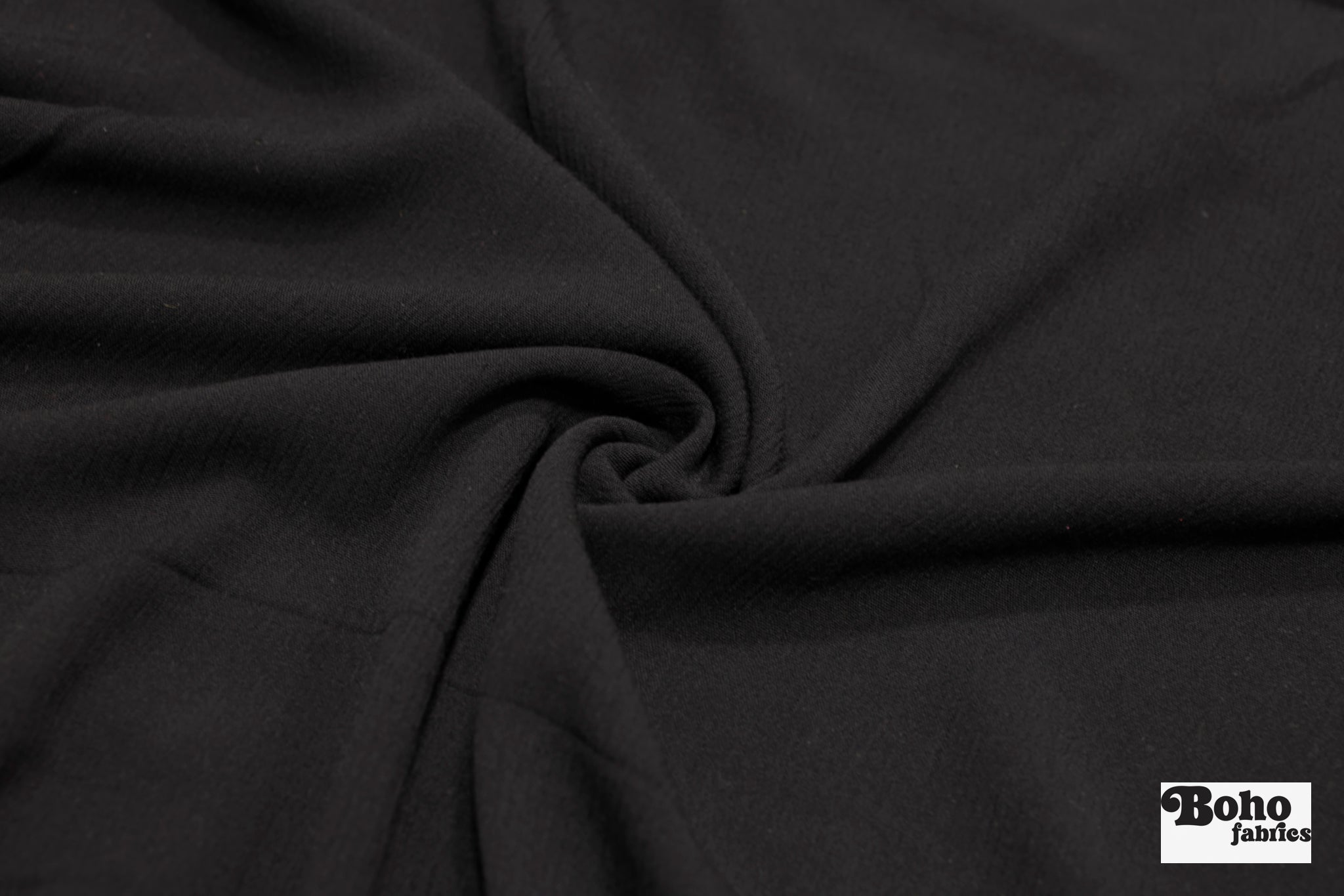Black, Rayon Crepe Woven Fabric - Boho Fabrics - Crepe, Woven