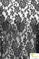 Black Rosebuds. Stretch Lace. SL-102-BLK. - Boho Fabrics