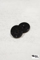 Black Round Ridged Sunburst Shank Buttons. 26L (16mm/ 3/4"), 28L, (18mm/ 11/16"), 34L (21mm / 13/16"), 36L (23mm, 7/8"), 42L (26mm/ 1") (Copy) (Copy) - Boho Fabrics - Buttons & Snaps