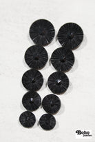 Black Round Ridged Sunburst Shank Buttons. 26L (16mm/ 3/4"), 28L, (18mm/ 11/16"), 34L (21mm / 13/16"), 36L (23mm, 7/8"), 42L (26mm/ 1") (Copy) (Copy) - Boho Fabrics - Buttons & Snaps