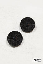 Black Round Ridged Sunburst Shank Buttons. 26L (16mm/ 3/4"), 28L, (18mm/ 11/16"), 34L (21mm / 13/16"), 36L (23mm, 7/8"), 42L (26mm/ 1") (Copy) (Copy) - Boho Fabrics - Buttons & Snaps