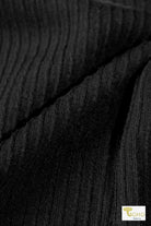 Black Ruffle, Rib Knit Fabric - Boho Fabrics