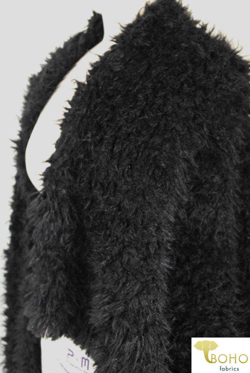 Black Shaggy Faux Fur. FUR-102-BLK - Boho Fabrics