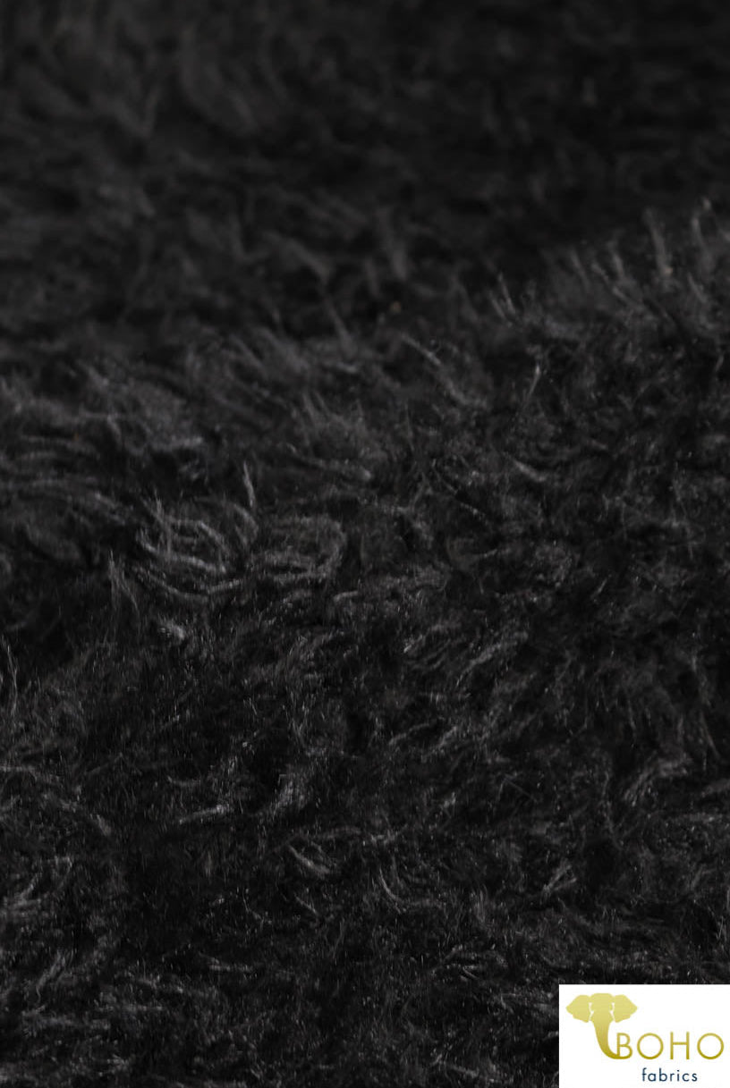 Black Shaggy Faux Fur. FUR-102-BLK - Boho Fabrics
