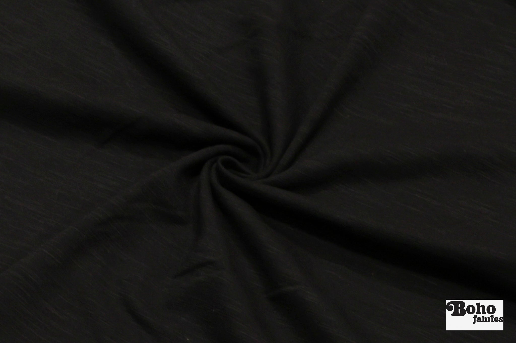 Black Slubbed, Jersey Knit Fabric - Boho Fabrics - Jersey Solid, Knit Fabric