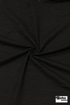 Black Slubbed, Jersey Knit Fabric - Boho Fabrics - Jersey Solid, Knit Fabric