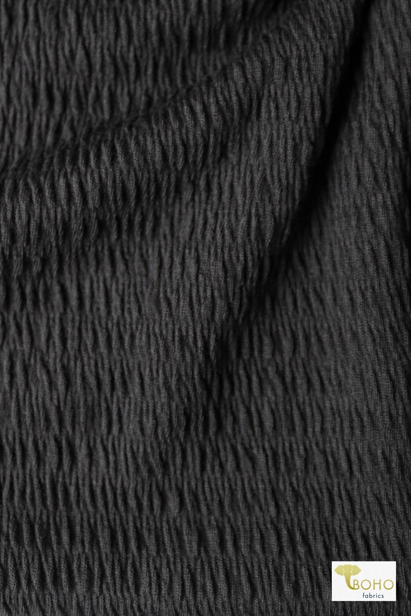 Black Smocked Knit - Boho Fabrics
