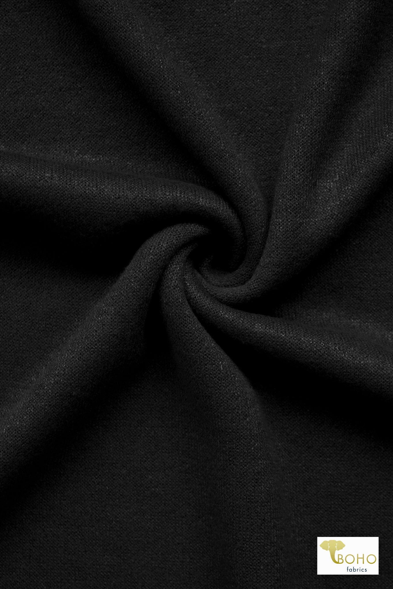 Black Solid, "Cashmere" Sweater Knit Fabric. (PRE - ORDER) - Boho Fabrics - Sweater Solids, Knit Fabric