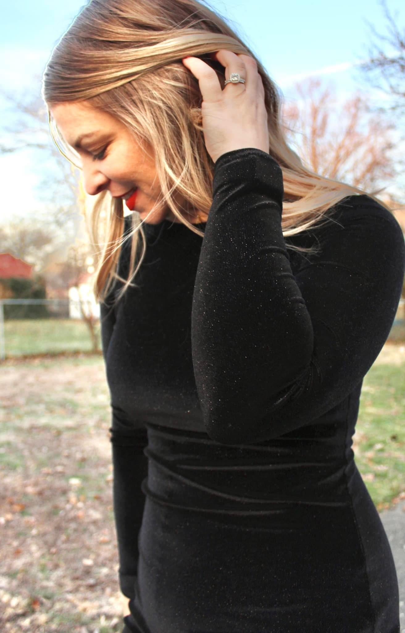 Black Sparkle Stretch Velvet, Stretch Velvet - Boho Fabrics