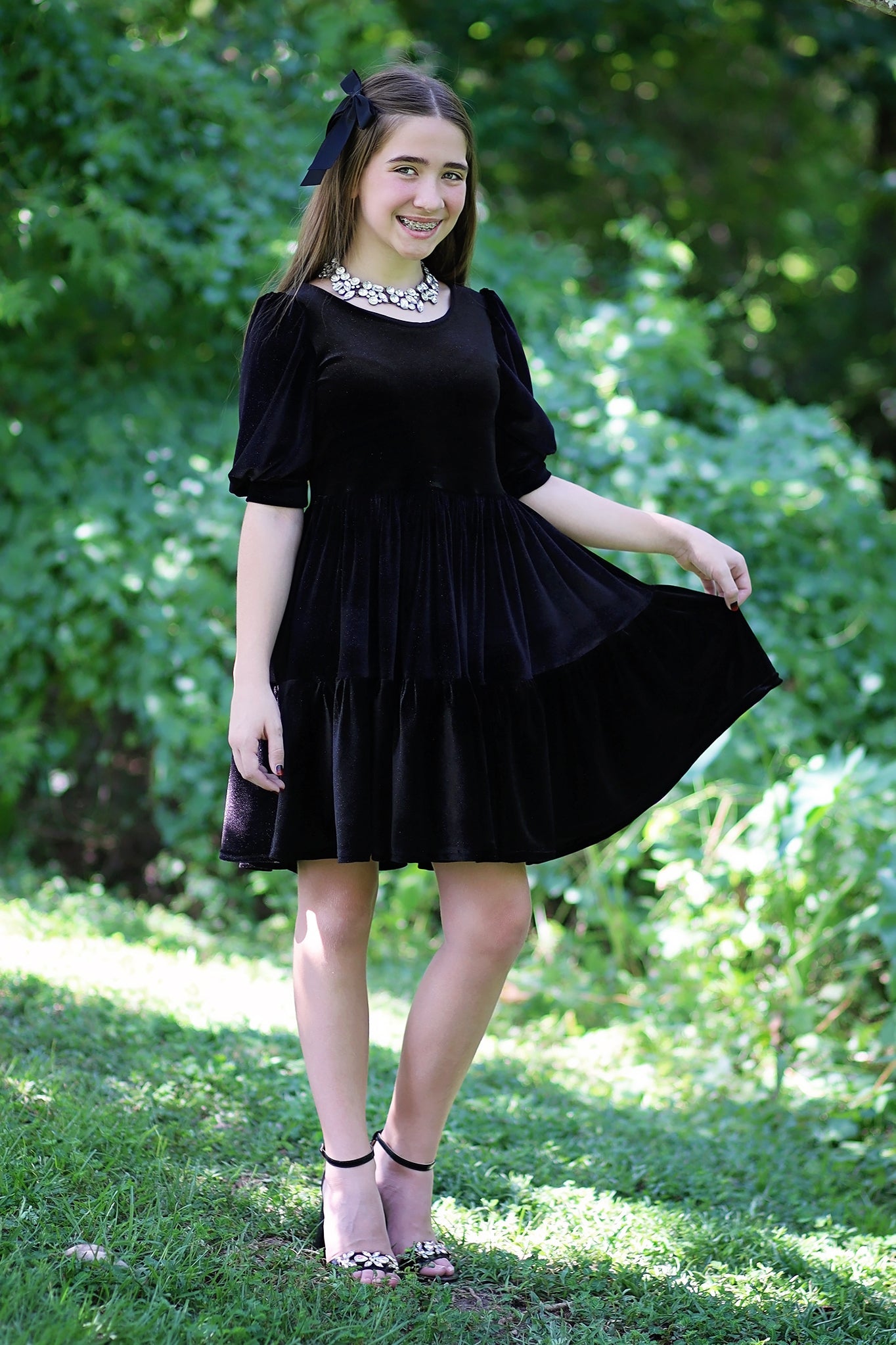 Black Sparkle Stretch Velvet, Stretch Velvet - Boho Fabrics - Stretch Velvet Knit Fabric