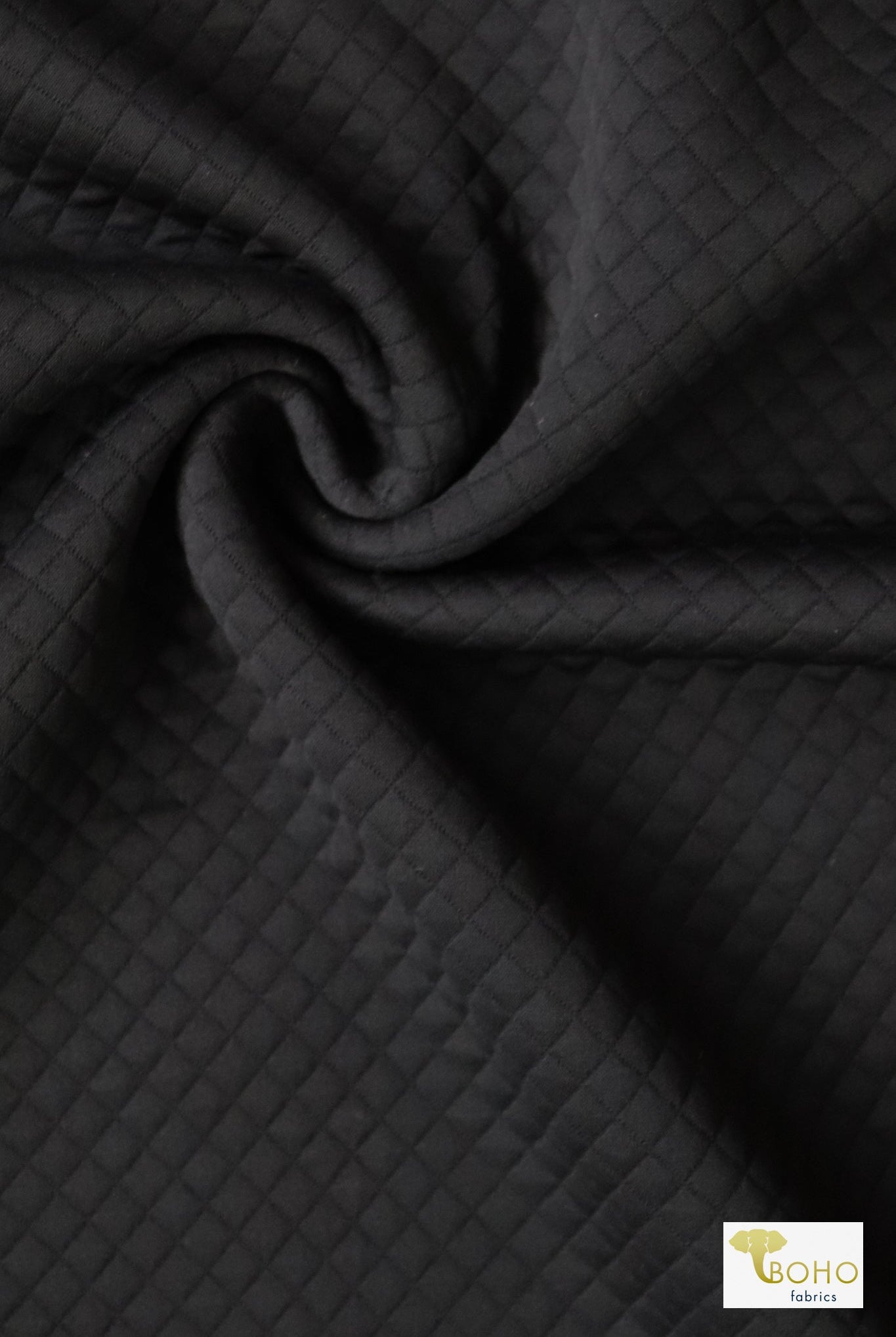 Black Squares, Quilted Knit - Boho Fabrics