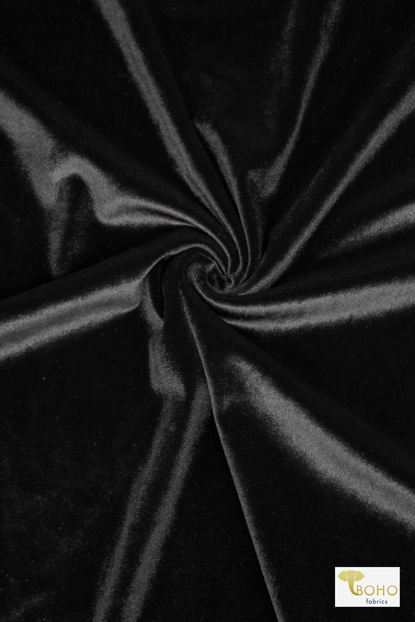 Black, Stretch Velvet Knit Fabric - Boho Fabrics - Stretch Velvet Knit Fabric