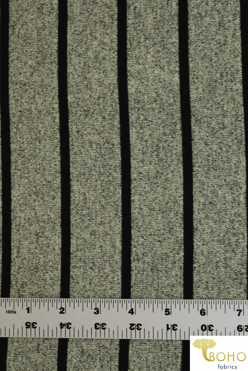 Black Stripes on Kiwi. Printed Sweater Knit. SWTR-165-GRN - Boho Fabrics