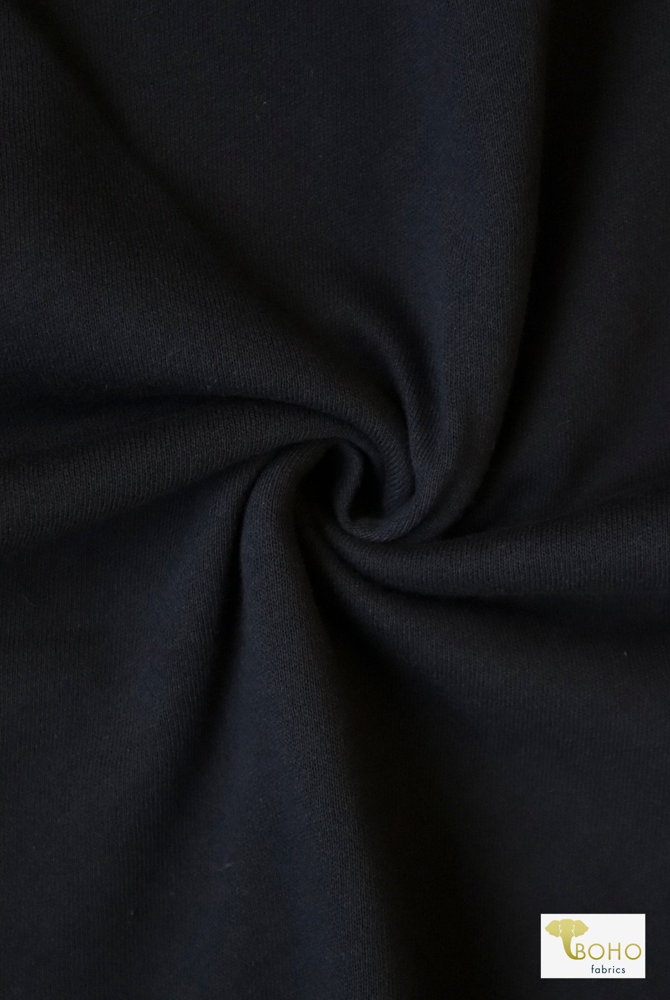 Black, Sweatshirt Fleece Fabric - Boho Fabrics