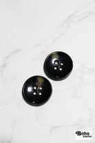 Black Tortoiseshell Round Plastic Four Hole Buttons. Available in 15mm (24L), 18mm (28L), 20mm (32L), and 28mm (44L) - Boho Fabrics - Buttons & Snaps