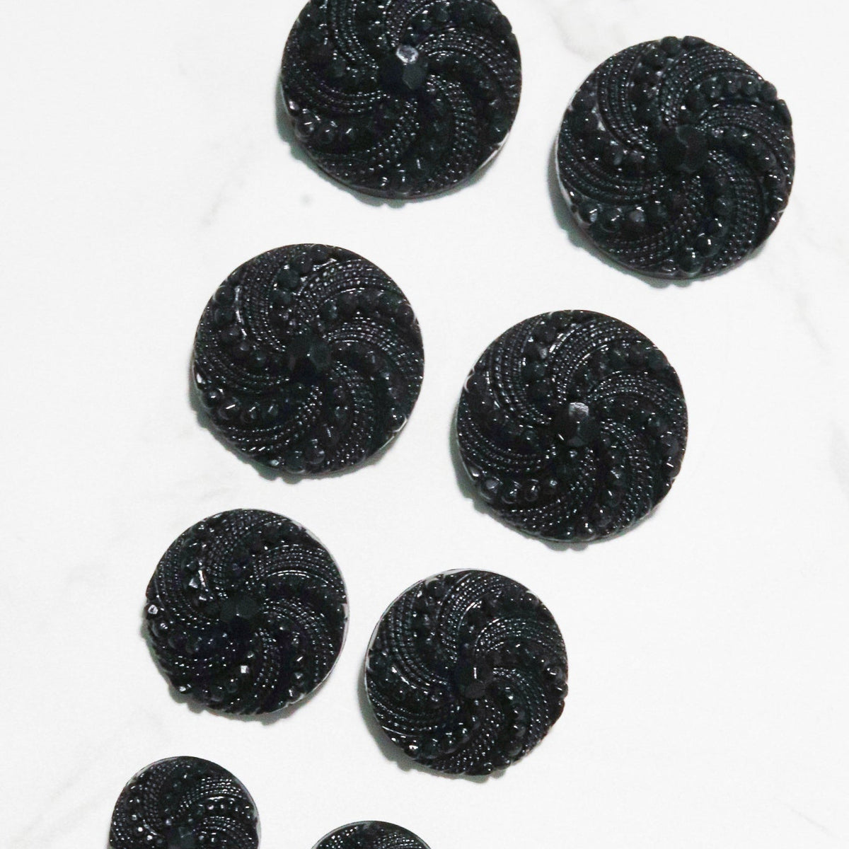 Black Victorian Revival Pinwheel Shank Buttons. Available in 15mm (24L ...