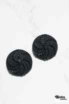 Black Victorian Revival Pinwheel Shank Buttons. Available in 15mm (24L), 23mm (36L), 25mm (40L), and 28mm (44L) - Boho Fabrics - Buttons & Snaps