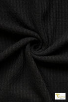 Black, Waffle Knit Fabric - Boho Fabrics