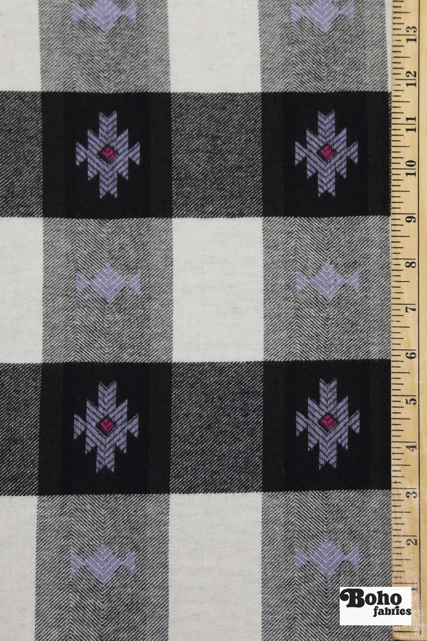 Black & White Southwest Flannel, Woven Fabric - Boho Fabrics - Flannel, Woven Fabric