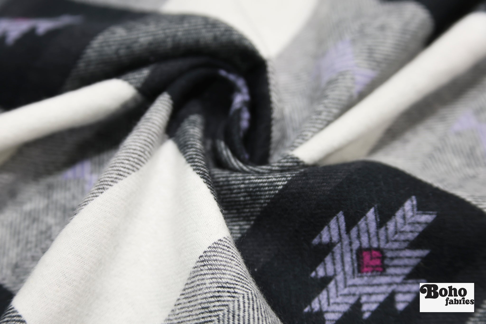 Black & White Southwest Flannel, Woven Fabric - Boho Fabrics - Flannel, Woven Fabric
