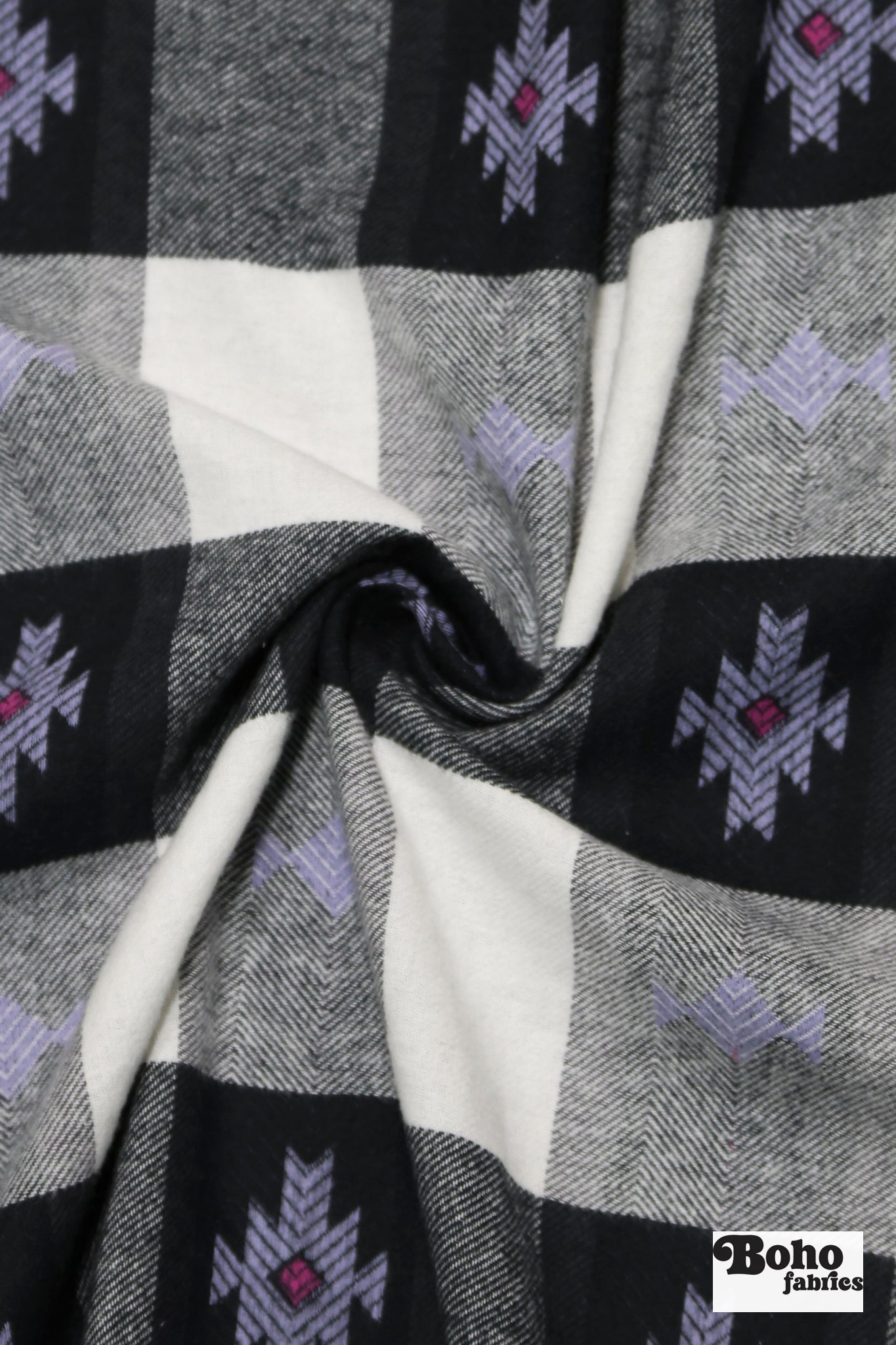 Black & White Southwest Flannel, Woven Fabric - Boho Fabrics - Flannel, Woven Fabric