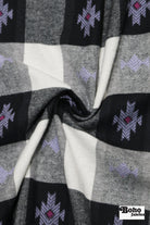 Black & White Southwest Flannel, Woven Fabric - Boho Fabrics - Flannel, Woven Fabric