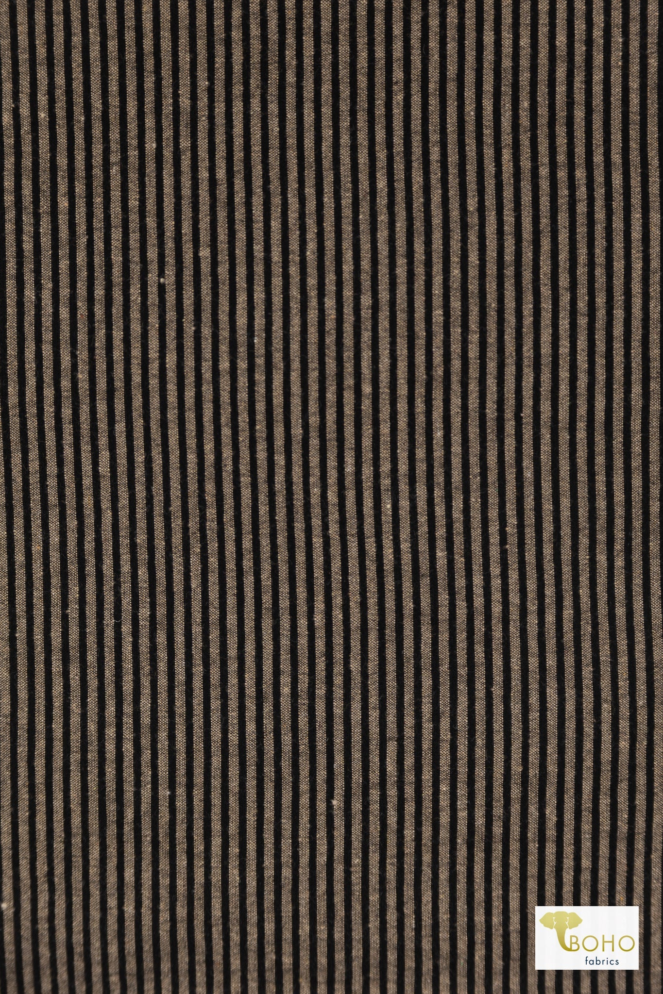 Black/Beige Vertical Stripes, Cotton Woven Fabric - Boho Fabrics - Shirting, Woven
