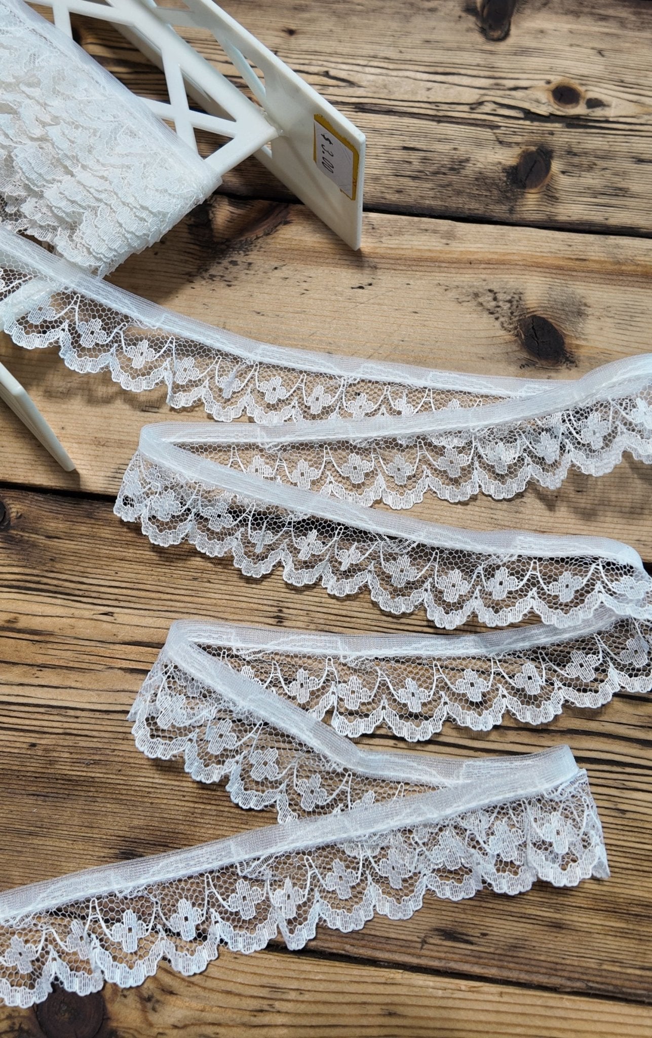 Blanche White Vintage Lace Trim, 1.25” Sold by the Yard (Trim - 101) - Boho Fabrics - Trims