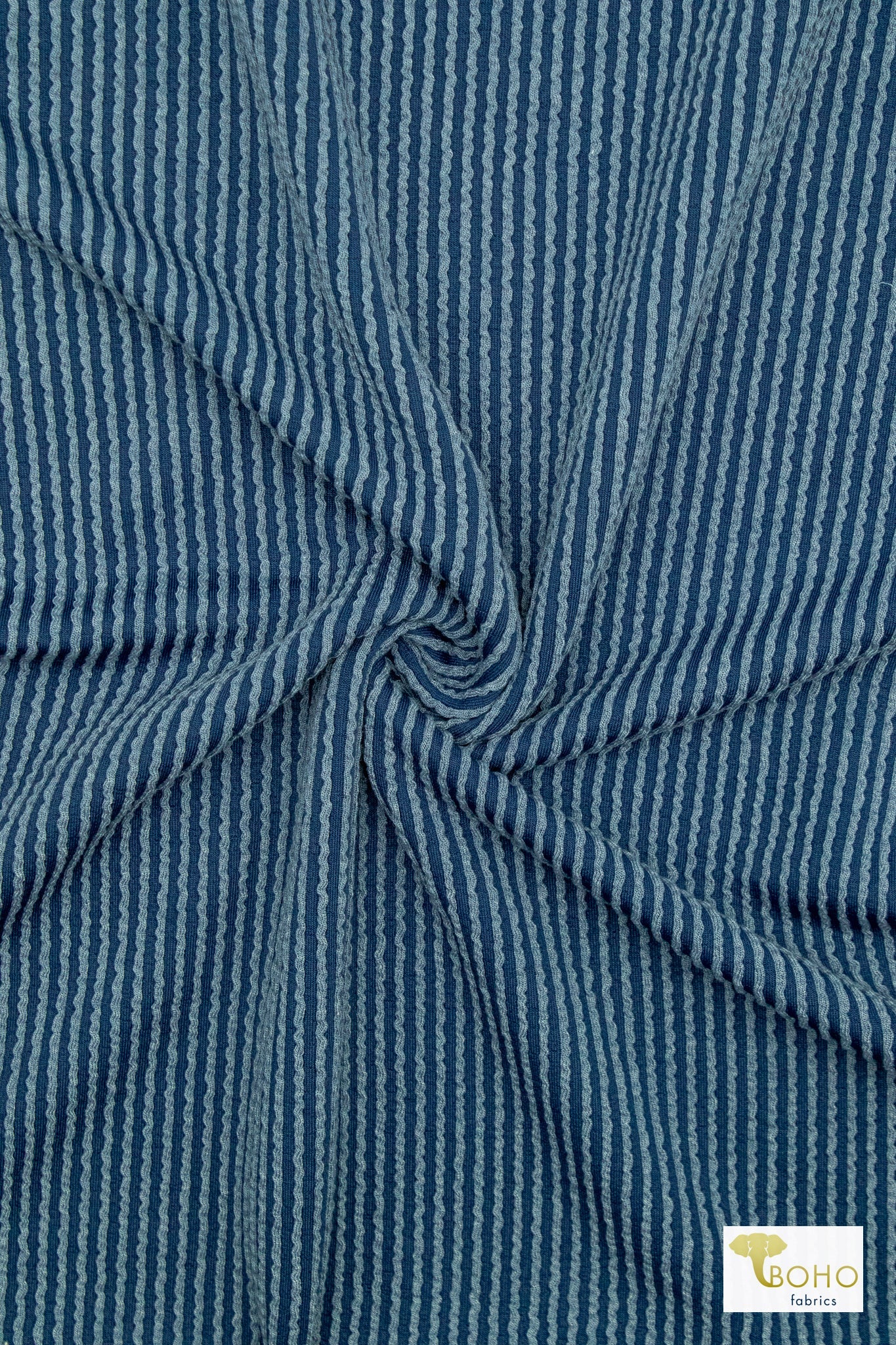 Blue, 2 - Tone, Rib Knit Fabric - Boho Fabrics - Rib Solid, Knit Fabric