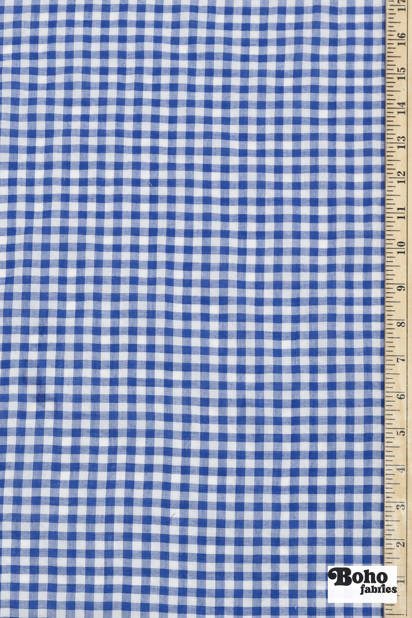 Blue and White Gingham Cotton Shirting Woven Fabric - Boho Fabrics - Woven, Fabric