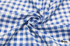 Blue and White Gingham Cotton Shirting Woven Fabric - Boho Fabrics - Woven, Fabric