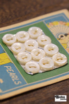 Blue Bird Pearls Vintage Mother of Pearl Button Card — 10mm White Buttons, Illustrated Lady with Fan, 1920s–30s - Boho Fabrics - Buttons & Snaps