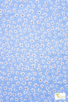 Blue Daisies, Double Brushed Poly Knit Fabric - Boho Fabrics