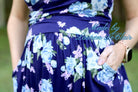 Blue Florals, Rayon Spandex Knit Fabric - Boho Fabrics
