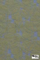Blue & Gold Abstract Arcs Jacquard Woven Fabric - Boho Fabrics - Jacquard, Woven