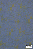 Blue & Gold Abstract Arcs Jacquard Woven Fabric - Boho Fabrics - Jacquard, Woven