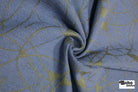 Blue & Gold Abstract Arcs Jacquard Woven Fabric - Boho Fabrics - Jacquard, Woven