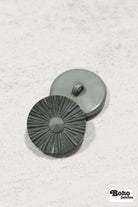 Blue-Gray Round Ridged Sunburst Shank Buttons. 26L (16mm/ 3/4"), 28L, (18mm/ 11/16"), 34L (21mm / 13/16"), 36L (23mm, 7/8"), 42L (26mm/ 1") - Boho Fabrics - Buttons & Snaps