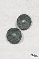 Blue-Gray Round Ridged Sunburst Shank Buttons. 26L (16mm/ 3/4"), 28L, (18mm/ 11/16"), 34L (21mm / 13/16"), 36L (23mm, 7/8"), 42L (26mm/ 1") - Boho Fabrics - Buttons & Snaps