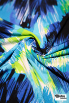 Blue & Green, Brush Strokes Jersey Knit Fabric - Boho Fabrics - Knit Fabric