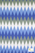Blue Harlequin Diamonds, Designer Quilted Woven Fabric. - Boho Fabrics - Quilted, Woven
