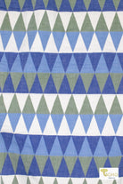 Blue Harlequin Diamonds, Designer Quilted Woven Fabric. - Boho Fabrics - Quilted, Woven