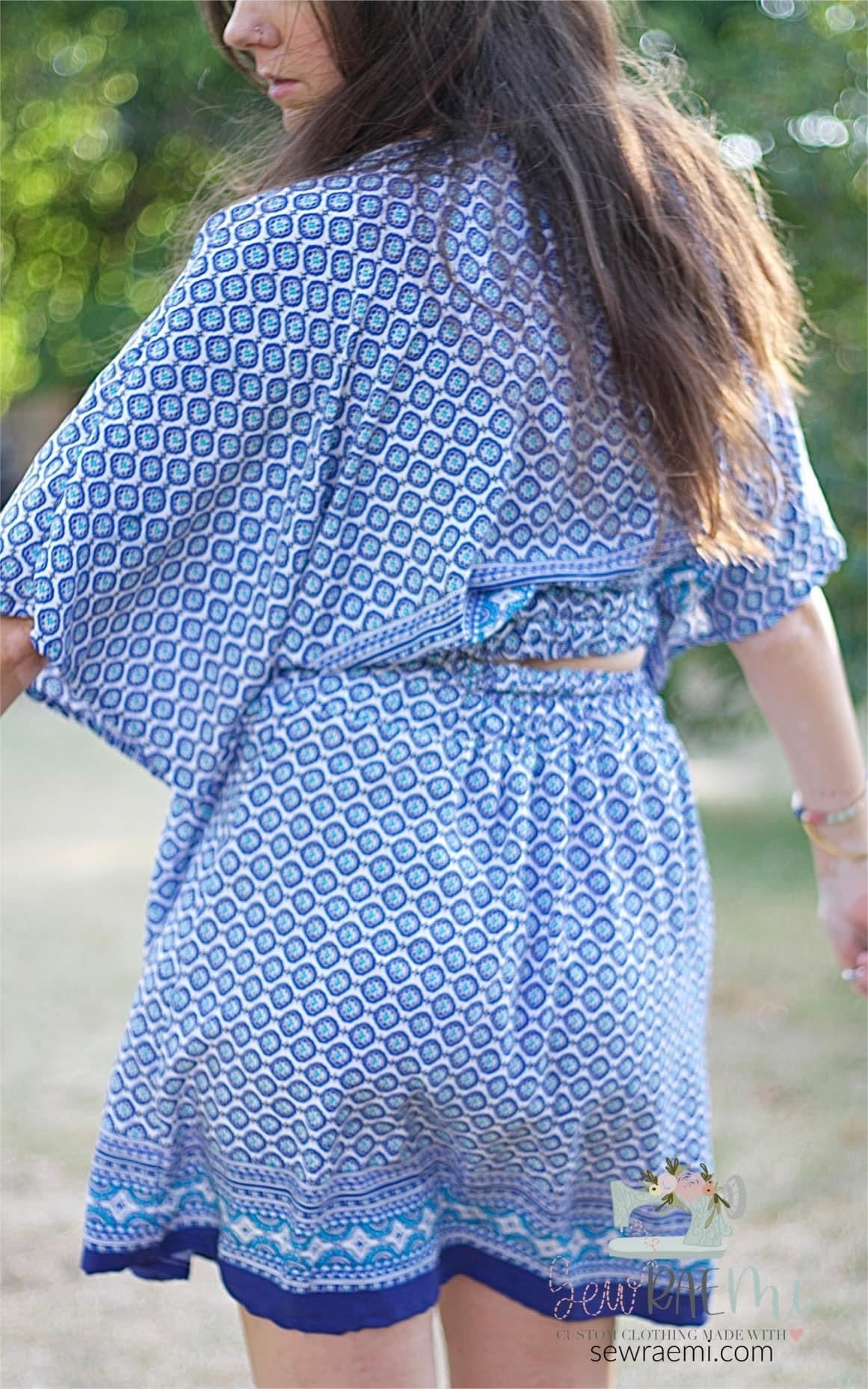 Blue Ibiza, Double Border, Rayon Challis Woven Print - Boho Fabrics