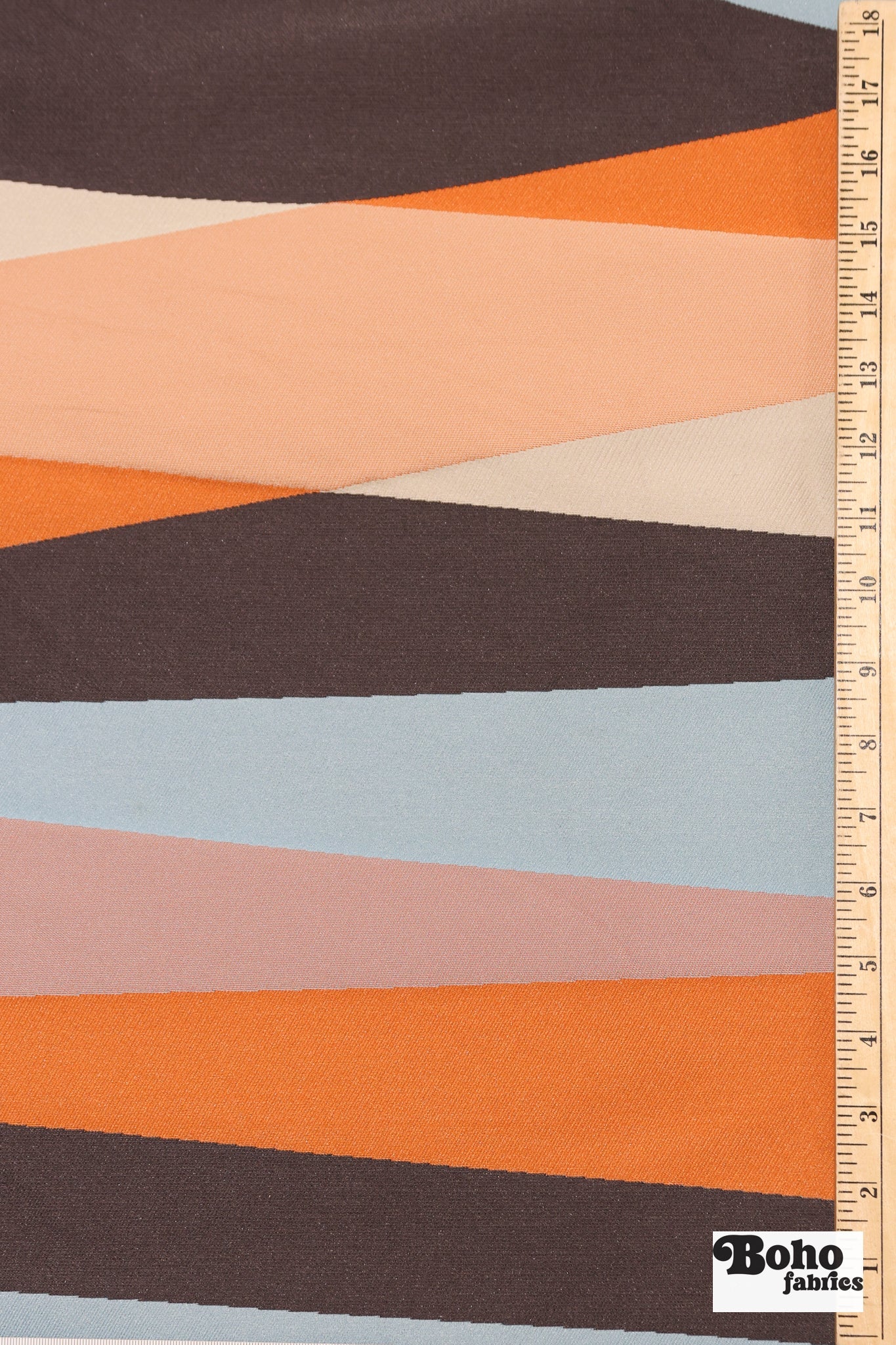 Blue, Orange, Brown, & Cream Geometric Upholstery Woven Fabric - Boho Fabrics - Home Dec. & Upholstery Fabric